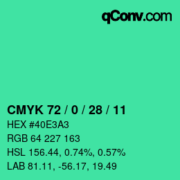 カラーコード: CMYK 72 / 0 / 28 / 11 | qconv.com