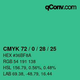 Color code: CMYK 72 / 0 / 28 / 25 | qconv.com