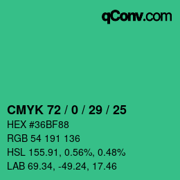 Color code: CMYK 72 / 0 / 29 / 25 | qconv.com
