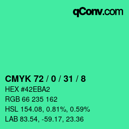 カラーコード: CMYK 72 / 0 / 31 / 8 | qconv.com