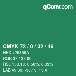 Color code: CMYK 72 / 0 / 32 / 48 | qconv.com