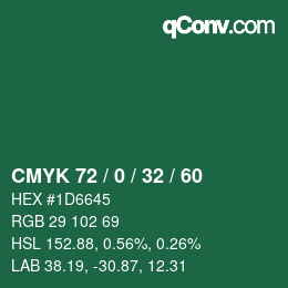 カラーコード: CMYK 72 / 0 / 32 / 60 | qconv.com