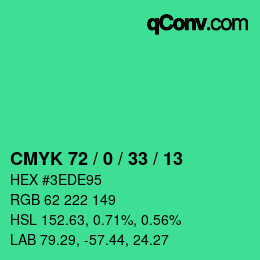Farbcode: CMYK 72 / 0 / 33 / 13 | qconv.com