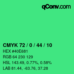 カラーコード: CMYK 72 / 0 / 44 / 10 | qconv.com
