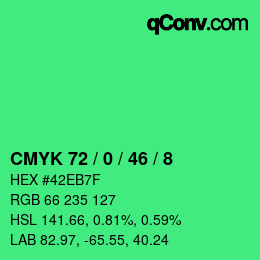 カラーコード: CMYK 72 / 0 / 46 / 8 | qconv.com