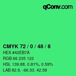 Color code: CMYK 72 / 0 / 48 / 8 | qconv.com