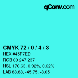 カラーコード: CMYK 72 / 0 / 4 / 3 | qconv.com