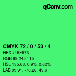 カラーコード: CMYK 72 / 0 / 53 / 4 | qconv.com