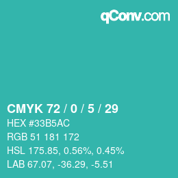 Color code: CMYK 72 / 0 / 5 / 29 | qconv.com
