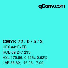 Color code: CMYK 72 / 0 / 5 / 3 | qconv.com