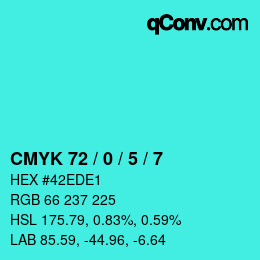 Color code: CMYK 72 / 0 / 5 / 7 | qconv.com