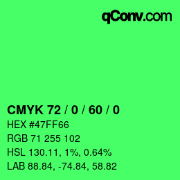 颜色代码: CMYK 72 / 0 / 60 / 0 | qconv.com