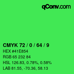 颜色代码: CMYK 72 / 0 / 64 / 9 | qconv.com