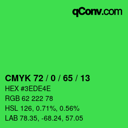 颜色代码: CMYK 72 / 0 / 65 / 13 | qconv.com