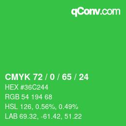 Color code: CMYK 72 / 0 / 65 / 24 | qconv.com