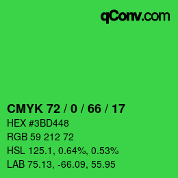 Farbcode: CMYK 72 / 0 / 66 / 17 | qconv.com