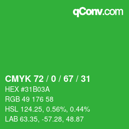 Color code: CMYK 72 / 0 / 67 / 31 | qconv.com