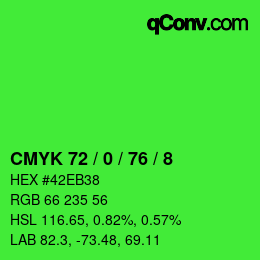 Color code: CMYK 72 / 0 / 76 / 8 | qconv.com