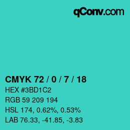 Farbcode: CMYK 72 / 0 / 7 / 18 | qconv.com