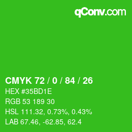 Farbcode: CMYK 72 / 0 / 84 / 26 | qconv.com