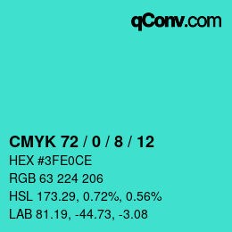 Color code: CMYK 72 / 0 / 8 / 12 | qconv.com