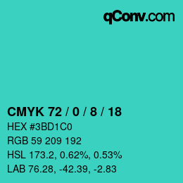 Farbcode: CMYK 72 / 0 / 8 / 18 | qconv.com