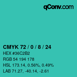 カラーコード: CMYK 72 / 0 / 8 / 24 | qconv.com