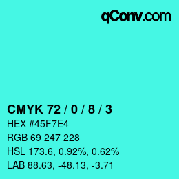 カラーコード: CMYK 72 / 0 / 8 / 3 | qconv.com