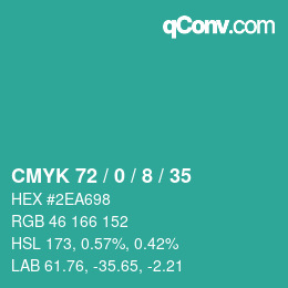 カラーコード: CMYK 72 / 0 / 8 / 35 | qconv.com