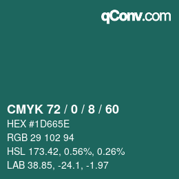 颜色代码: CMYK 72 / 0 / 8 / 60 | qconv.com