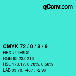 カラーコード: CMYK 72 / 0 / 8 / 9 | qconv.com