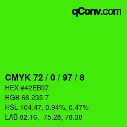 カラーコード: CMYK 72 / 0 / 97 / 8 | qconv.com