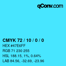 Color code: CMYK 72 / 10 / 0 / 0 | qconv.com