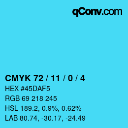 Color code: CMYK 72 / 11 / 0 / 4 | qconv.com