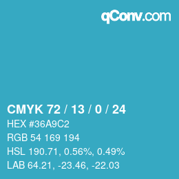 颜色代码: CMYK 72 / 13 / 0 / 24 | qconv.com