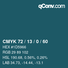カラーコード: CMYK 72 / 13 / 0 / 60 | qconv.com