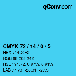 Color code: CMYK 72 / 14 / 0 / 5 | qconv.com