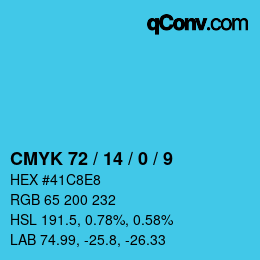 Color code: CMYK 72 / 14 / 0 / 9 | qconv.com