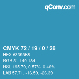 颜色代码: CMYK 72 / 19 / 0 / 28 | qconv.com