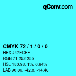 Color code: CMYK 72 / 1 / 0 / 0 | qconv.com