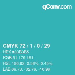カラーコード: CMYK 72 / 1 / 0 / 29 | qconv.com