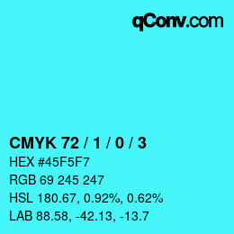 カラーコード: CMYK 72 / 1 / 0 / 3 | qconv.com