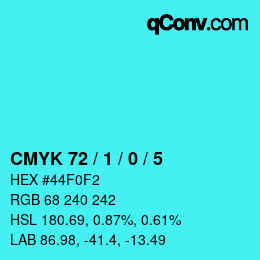 カラーコード: CMYK 72 / 1 / 0 / 5 | qconv.com