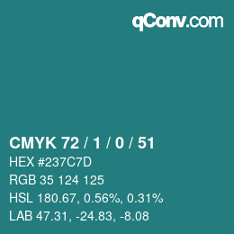 カラーコード: CMYK 72 / 1 / 0 / 51 | qconv.com