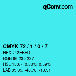 Farbcode: CMYK 72 / 1 / 0 / 7 | qconv.com