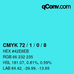 Color code: CMYK 72 / 1 / 0 / 8 | qconv.com