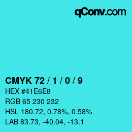 カラーコード: CMYK 72 / 1 / 0 / 9 | qconv.com