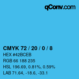 Color code: CMYK 72 / 20 / 0 / 8 | qconv.com