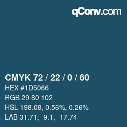 カラーコード: CMYK 72 / 22 / 0 / 60 | qconv.com