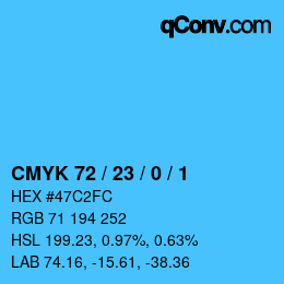 颜色代码: CMYK 72 / 23 / 0 / 1 | qconv.com